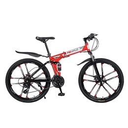 MQJ Folding Mountain Bike MQJ Mountain Bike, 26-Inch Men's Double-Disc Brake Hard-Tail Bicycle with Adjustable Speed and Foldable High-Carbon Steel Frame, A~26 Inches, 27 Speed