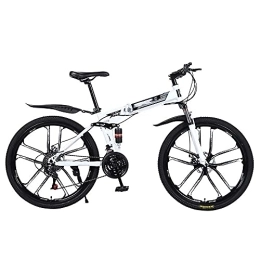 MQJ Folding Mountain Bike MQJ Mountain Bike, 26-Inch Men's Double-Disc Brake Hard-Tail Bicycle with Adjustable Speed and Foldable High-Carbon Steel Frame, D~26 Inches, 24 Speed