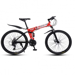 MRQXDP Folding Mountain Bike MRQXDP MTB, fork suspension, boys bike, Women / men's bike, Youth and Adult, Bicycles Alloy Stronger 26 inch, 27 speed Mountain Bikes Lightweight-red