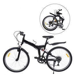 MuGuang 26" 7 Speed Foldable City Mountain Bike Bicycles (Black)