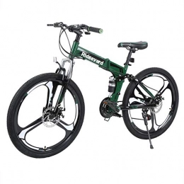 MuGuang Folding Mountain Bike MuGuang 26 Inches 21 Speed Foldable Bicycle MTB Mountain Bike Disc Brakes Unisex for Adult (Black+Green)