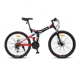 MUZIWENJU Bike, Mountain Cross-country Bike, 24-speed-24/26 Inch, Adult Foldable Double Shock-absorbing Soft Tail Racing (Color : Black red, Size : 24 inches)