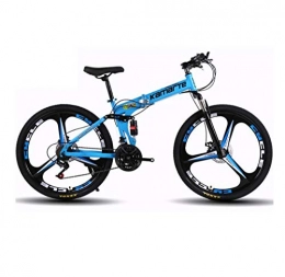 MYSZCWCF Folding Mountain Bike MYSZCWCF Unisex Mountain Bike, Mountain Bike With 26-inch Wheels, 21-speed Variable-speed High-carbon Steel Folding Off-road Bike, Full Suspension Gear, Dual Disc Brakes