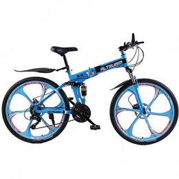 MZLJL Bike MZLJL Mountain Bicycle, X9 Folding bicycles for 21 speed Steel mountain bike unisex children 26 inch mountain bikes bicycle, Blue, China