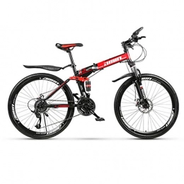 N//A Folding Mountain Bike N / / A Adult Bikesmountain Bikes, 26 Inch Bikes, Adult Folding Bikes, Full Suspension Mountain Bikes, Men's And Women's Bikes, Hard Tail Mountain Bikes (Fortune wheel Red 21 speed)