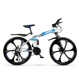 N//A Bike N / / A Mountain bike, 26 inch mountain bike, full suspension mountain bike, adult folding mountain bike, dual disc brake mountain bike (Blue six cutter wheel)