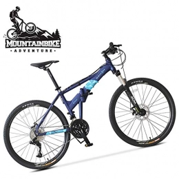 NENGGE Bike NENGGE Adult Folding Mountain Bikes 26 Inch with Front Suspension for Men / Women, 27 Speed Hardtail Mountain Trail Bicycle, Adjustable Seat & Mechanical Dual Disc Brakes, Blue