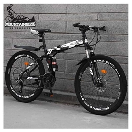 NENGGE Bike NENGGE Dual Suspension Mountain Trail Bike 24 Inch for Adult Men and Women, Foldable Mountain Bicycle with Disc Brakes, High Carbon Steel Frame & Adjustable Seat, Black Spoke, 27 Speed