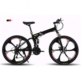 North cool Folding Mountain Bike North cool Red 6 Knives 26in Folding Mountain Bike, Full Suspension Road Bikes With Disc Brakes, 21 Speed Bicycle Full MTB Bikes For Men / Women (Color : 21 speed, Size : 26 inches)