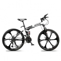  Folding Mountain Bike Novokart-Foldable MountainBike 24 Inches, MTB Bicycle with 6 Cutter Wheel, White
