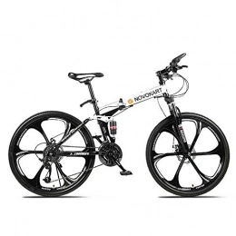  Folding Mountain Bike NOVOKART-Foldable MountainBike 26 Inches, MTB Bicycle with 6 Cutter Wheel, Red, 24-stage shift