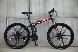 Folding Mountain Bike Novokart-Foldable Sports / Mountain Bike 24 Inches 10 Cutter Wheel, Black&Red