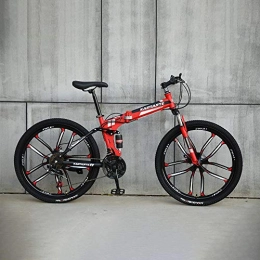  Folding Mountain Bike Novokart-Foldable Sports / Mountain Bike 24 Inches 10 Cutter Wheel, Red