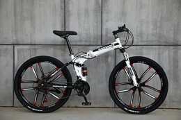  Folding Mountain Bike Novokart-Foldable Sports / Mountain Bike 24 Inches 10 Cutter Wheel, White