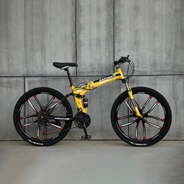  Folding Mountain Bike Novokart-Foldable Sports / Mountain Bike 24 Inches 10 Cutter Wheel, Yellow