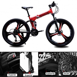 NXX Bike NXX Foldable Mountain Bike 24 Inches, Bicycle with 3 Cutter Wheel Adult All Terrain Mountain Bike Adjustable Seat, Red, 27 speed