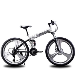 NXX Folding Mountain Bike NXX Mountain Bike Shock Absorption Foldable Mountain Bike 24 Inches, MTB Bicycle with 3 Cutter Wheel, White, 24 speed