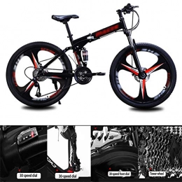 NXX Folding Mountain Bike NXX Road Mountain Bike Bikes Bicycle For Teens Of Adults Men And Women High Carbon Steel Frame Double Disc Brake (3 knives 24 inches), Black, 21 speed
