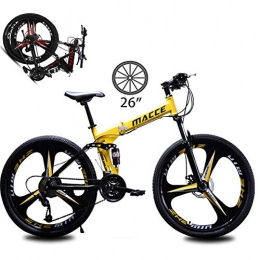 NYANGLI Bike NYANGLI Mountain Bike Carbon Steel Foldable Bicycle Fork Suspension 3 Spoke Wheels Double Disc Brakes Bicycle Racing Bicycle Outdoor Cycling (26'', 21 / 24 / 27 Speed), Yellow, 27speed