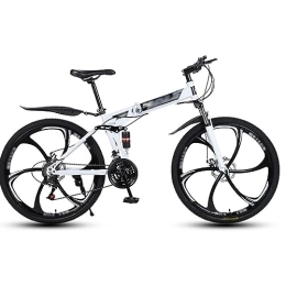 NYASAA Folding Mountain Bike NYASAA Adult Men's and Women's Mountain Bikes, Foldable High Carbon Steel Frame, 26 Inch Wheels, For Going Out, Sports (white 26)