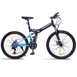 NZ-Children's bicycles Bike NZ-Children's bicycles Folding Mountain Bike for a Path, Trail & Mountains, Black, Aluminum Full Suspension Frame, Twist Shifters Through 24 Speeds, Blue, 26