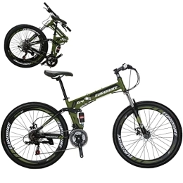 EUROBIKE Bike OBK 26-inch Folding Mountain Bike 21 Speed Full Suspension Folding Bicycle Dual Disc Brakes Unisex For Adults (Wheel 1 Green)