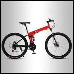 OFAY Folding Mountain Bike OFAY Folding Mountain Bike Off-Road Students Adult Men And Women Race Bike Commuter Foldable Bicycle Commuting Bicycle MTB with Spoke Wheel, Red, 27 speed