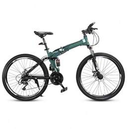 OFFA Folding Mountain Bike OFFA Folding Mountain Bike Youth, 24 Variable Speed Shock Absorber Mountain Off-road Bike, High Carbon Steel Frame Anti-skid Tire Men's Bicycle, 26 Inches Dual Disc Brake Portable Bicycles