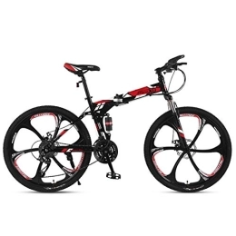 WJSW Bike Outdoor Folding Mountain Bike Child Bicycles 21 / 24 / 27 Speed Steel Frame 24 Inches 3-Spoke Wheels Suspension Folding Bike, 24speed