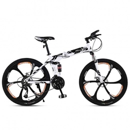 WJSW Bike Outdoor Folding Mountain Bike Child Bicycles 21 / 24 / 27 Speed Steel Frame 24 Inches 3-Spoke Wheels Suspension Folding Bike, 27speed