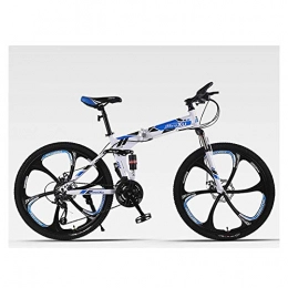Mnjin Folding Mountain Bike Outdoor sports 26 Wheels Mountain Bike Dual Disc Brakes 21 Speed Mens Bicycle Dual Suspension Bike