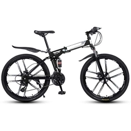  Folding Mountain Bike Outdoor sports Folding Bike 27 Speed Mountain Bike 26 Inches OffRoad Wheels Dual Suspension Bicycle And Double Disc Brake (Color : Black)