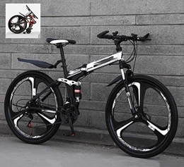 Ouumeis Folding Mountain Bike Ouumeis Folding Mountain Bikes 24 Inch 21 / 24 / 27 / 30 Speed Variable All Terrain Quick Foldable Adult Mountain Off-Road Bicycle High Carbon Steel Frame Double Shock Absorption, A, 21 Speed