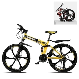 Ouumeis Folding Mountain Bike Ouumeis Folding Mountain Bikes 24 Inch 21 / 24 / 27 / 30 Speed Variable All Terrain Quick Foldable Adult Mountain Off-Road Bicycle High Carbon Steel Frame Double Shock Absorption, B, 21 Speed