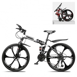 Ouumeis Folding Mountain Bike Ouumeis Folding Mountain Bikes 24 Inch 21 / 24 / 27 / 30 Speed Variable All Terrain Quick Foldable Adult Mountain Off-Road Bicycle High Carbon Steel Frame Double Shock Absorption, C, 27 Speed