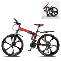 Ouumeis Folding Mountain Bike Ouumeis Folding Mountain Bikes 24 Inch 21 / 24 / 27 / 30 Speed Variable All Terrain Quick Foldable Adult Mountain Off-Road Bicycle High Carbon Steel Frame Double Shock Absorption, D, 30 Speed