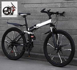 Ouumeis Bike Ouumeis Folding Mountain Bikes 26 Inch 21 / 24 / 27 / 30 Speed Variable All Terrain Quick Foldable Adult Mountain Off-Road Bicycle High Carbon Steel Frame Double Shock Absorption, B, 21 Speed