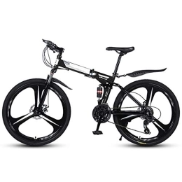 Ouumeis Folding Mountain Bike Ouumeis Folding Mountain Bikes 26 Inch 3 Cutter Wheels Men Women General Purpose All Terrain Adult Quick Foldable Bicycle High Carbon Steel Frame Variable Speed Double Shock Absorption, Black, 27 Speed