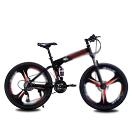Ouumeis Folding Mountain Bike Ouumeis Mountain Folding Bike, 26-Inch Variable Speed Double Shock Absorber Bike Mountain Folding Bike Quickly Folds, Easy To Carry, Thickened Tubing, Black