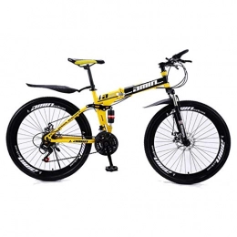Pakopjxnx Bike Pakopjxnx 24inch and 26inch folding mountain bike 21 speed Spoke wheel mountain bicycle, yellow and black, 24inch