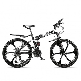 PBTRM Folding Mountain Bike PBTRM 24 / 26 Inch Mountain Bikes, 21 / 24 / 27 Speed Foldable Mountain Bike, High-Carbon Steel Frame, Hardtail Bicycles, Dual Disc Brake And Double Suspension Mens Bicycle, C24, 21 Speed