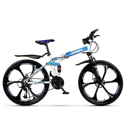 PBTRM Folding Mountain Bike PBTRM 24 / 26 Inch Mountain Bikes, 21 / 24 / 27 Speed Foldable Mountain Bike, High-Carbon Steel Frame, Hardtail Bicycles, Dual Disc Brake And Double Suspension Mens Bicycle, D24, 24 Speed