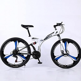 PBTRM Folding Mountain Bike PBTRM Folding Mountain Bike City Bike 24 Inch / 26 Inch, High-Carbon Steel Folding Frame, Double Shock Absorption Front And Rear, Double Disc Brakes, White, 24 inch / 26 inch