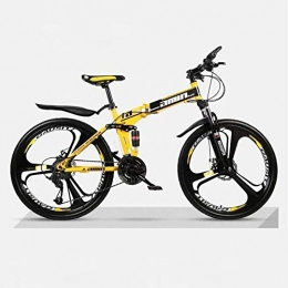 PengYuCheng Bike PengYuCheng Full suspension mountain folding bicycle 24 speed bicycle 26 inch men's mountain bike disc brake city bicycle, fully adjustable front and rear suspension, off-road bicycle q3