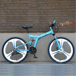 PHY Mens Mountain Bike 24/26 Inch 21 Speed Folding Blue Cycle with Disc Brakes,24 inch