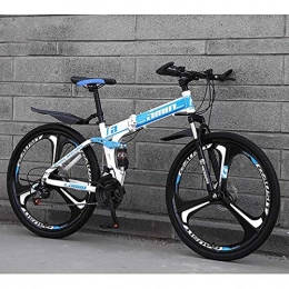 PLAYH Folding Mountain Bike PLAYH Adults Folding Mountain Bikes, 26 Inch 24 Speed Double Disc Brake With Full Suspension Non-slip, Lightweight Frame (Color : B2)