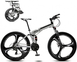 BaiHogi Folding Mountain Bike Professional Racing Bike, 26 inch MTB Bicycle Unisex Folding Commuter Bike 30-Speed Gears Foldable Mountain Bike Off-Road Variable Speed Bikes for Men and Women Double Disc Brake-at_27 Speed, at, 24 Spe