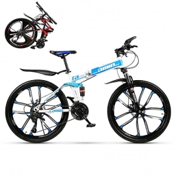 BaiHogi Folding Mountain Bike Professional Racing Bike, Foldable Adult Mountain Bikes, Folding Outroad Bicycles, Folded Within 15 Seconds Folding Bike, for 21 * 24 * 27 * 30 Speed 24 * 26in Men and Women Outdoor MTB Bicycle