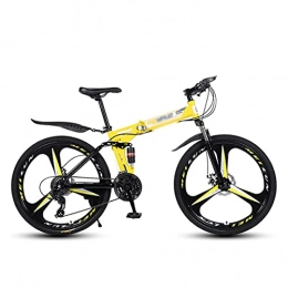 BaiHogi Folding Mountain Bike Professional Racing Bike, Folding Mountain Bike 21 Speed Dual Disc Brake 26 Wheels Suspension Fork Mountain Bicycle for Men Woman Adult and Teens / Red / 21 Speed ( Color : Yellow , Size : 27 Speed )