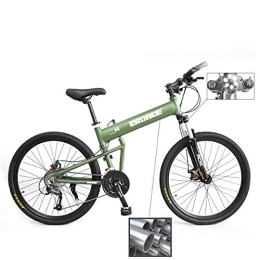 PXQ Folding Mountain Bike PXQ 26 Inch Adult Folding Mountain Bike Full Aluminum Alloy Frame and 5.5CM Wide Tire, SHIMANO M610 30 Speed Off-road Bicycle with Dual Disc Brake and Shock Absorber, Green